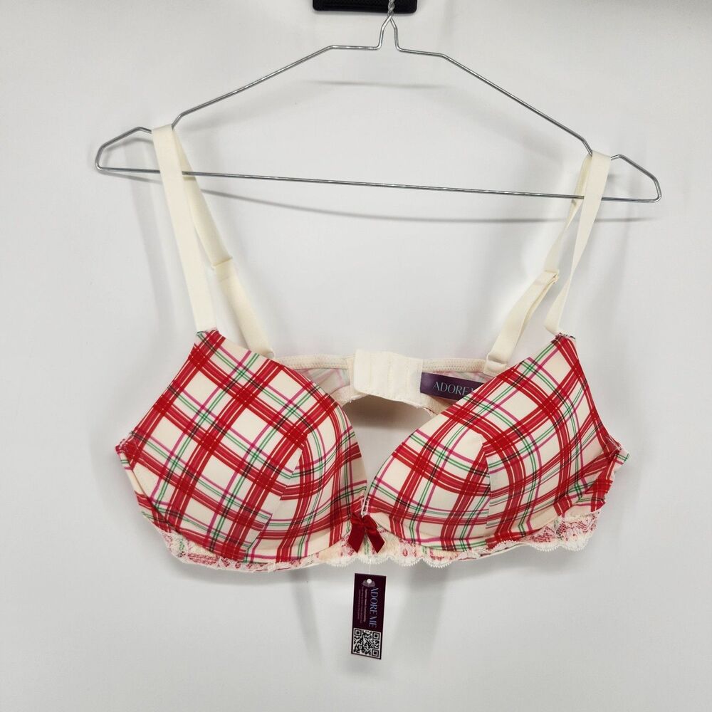 Adore Me 36C Red Check Print Nare Contour Bra NWT
